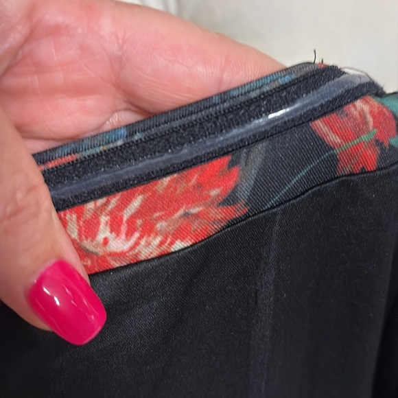 Express floral on black Strapless Sheath bodycon midi Dress formal zippered  12 - Picture 10 of 15